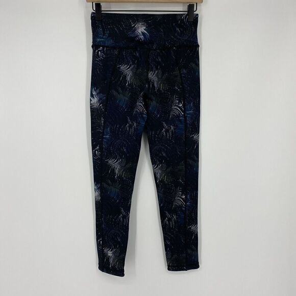 Sweaty Betty Leggings Size Small Womens Blue Palm Leaf Print Crop High Rise - Picture 3 of 7
